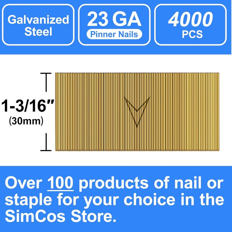 SimCos 23 Gauge Pinner Nails 1/2"~1-3/8" Headless Pin Nails for 23 GA Pneumatic or Electric Pinner or pin Gun (1-3/16"-4000 pcs) - Image 2